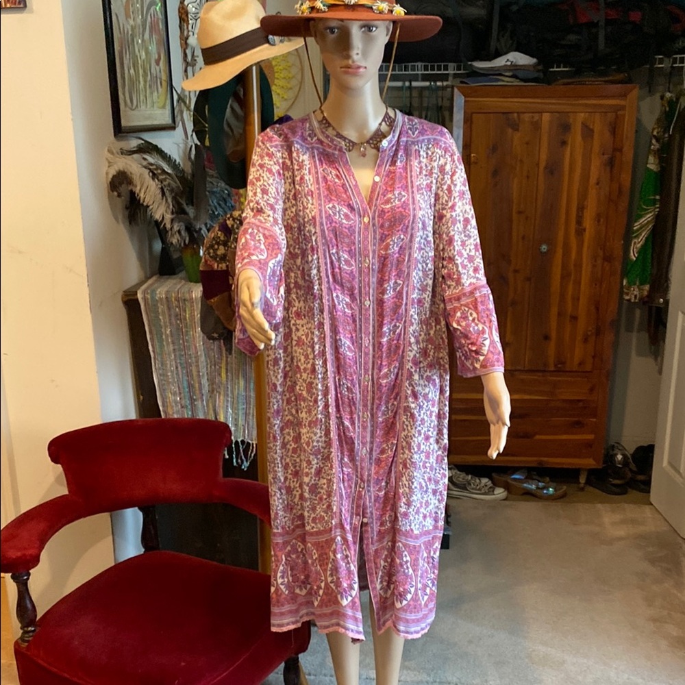 Spell & the Gypsy Jasmine Duster/Kimono Purple and Pink Floral Dress